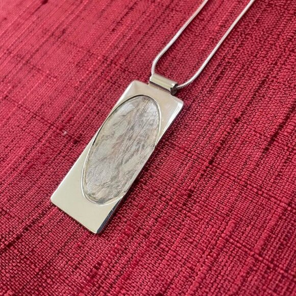 Jessie Senecal Handmade Sterling Silver "Wheat Inlay" Necklace - Picture 1 of 4